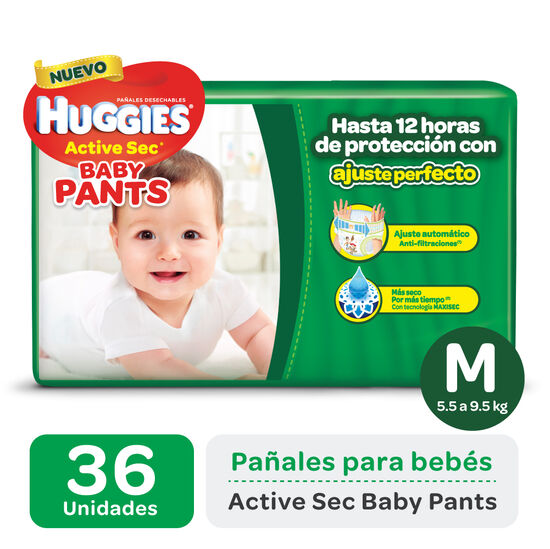 PAÑAL HUGGIES ACTIVE SEC BABY PANTS M x36